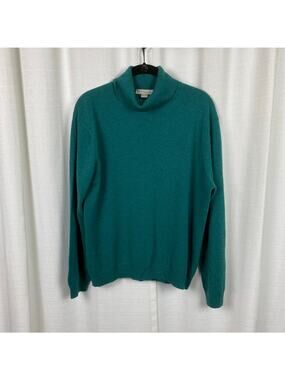 Kinross Cashmere Teal Green Turtleneck Long Sleeve Cashmere Sweater Sz.XL